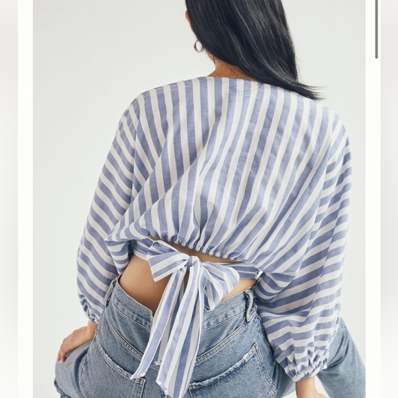 🔥Dolan by Anthropologie beautiful striped blue white top size S - Picture 2 of 11